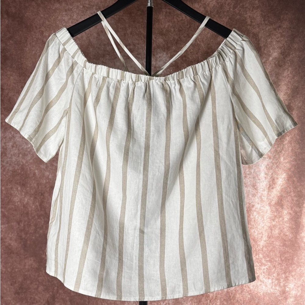 Vince Camuto Off Shoulder Linen Blend Blouse NWT Size S